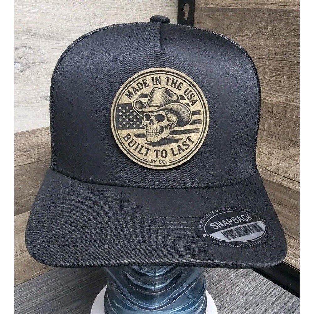 MADE in the USA (RF Co.) Trucker Snapback Hat Black 5 Panel One Size